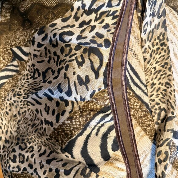 Versailles Animal Print Asymmetrical Midi Skirt Sash Tie SZ XL Flowy Glam Rock - Picture 5 of 6